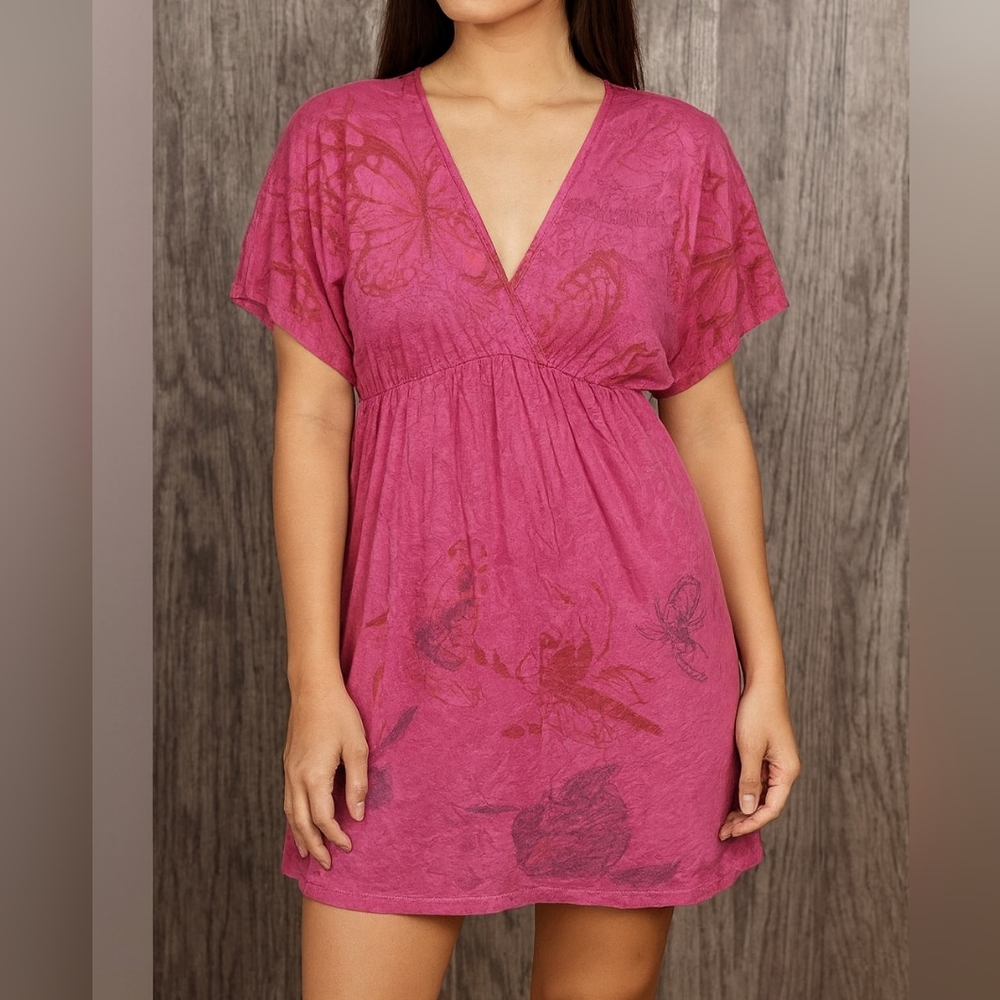 Daniel Benjamin Pink Sheer Floral Dress Poly Cotton Size 2XL NWOT